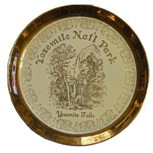 Vintage Sabin Crest-O-Gold Yosemite Nat'l Park 22K Gold Trim Souvenir Plate 7.25
